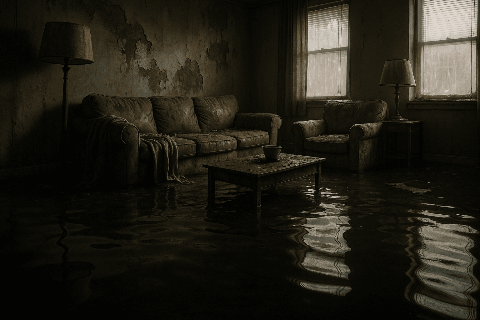 Wasserschaden in einem Wohnzimmer